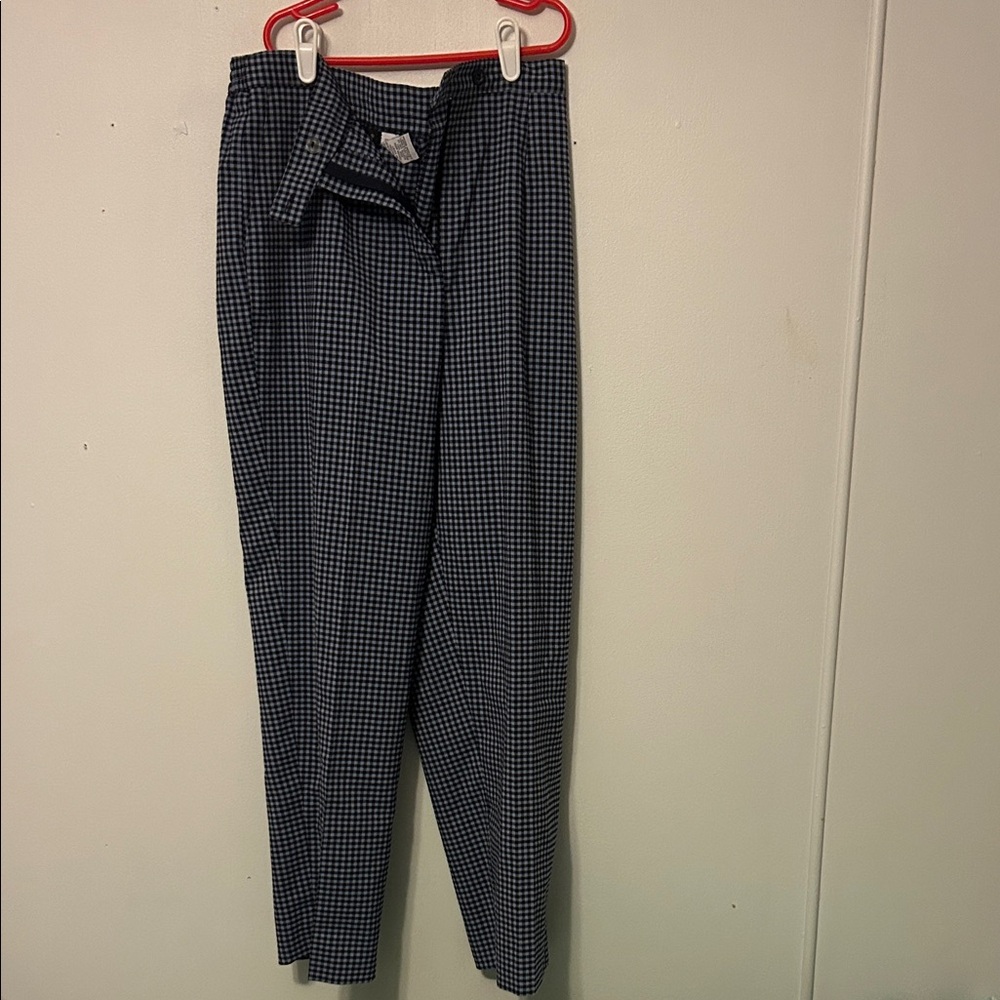Women’s petite Blue Checkered ankle Pants